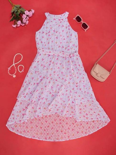 pantaloons junior lilac floral print dress