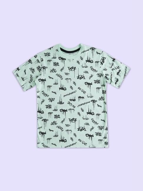 pantaloons junior mint green cotton printed t-shirt