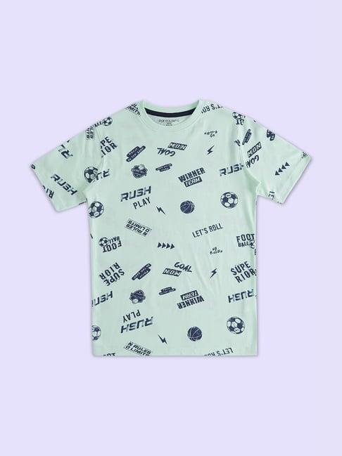 pantaloons junior mint green cotton printed t-shirt