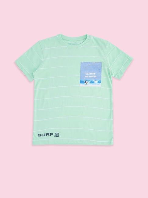 pantaloons junior mint green cotton striped t-shirt