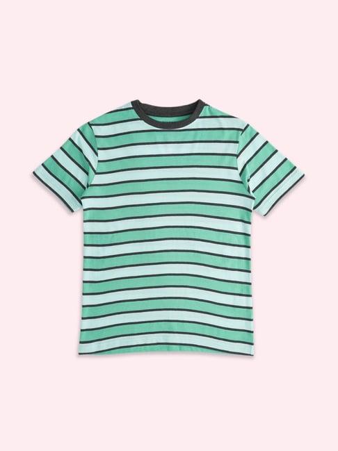 pantaloons junior mint green cotton striped t-shirt