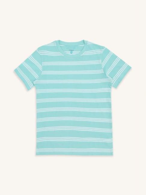 pantaloons junior mint green cotton striped t-shirt