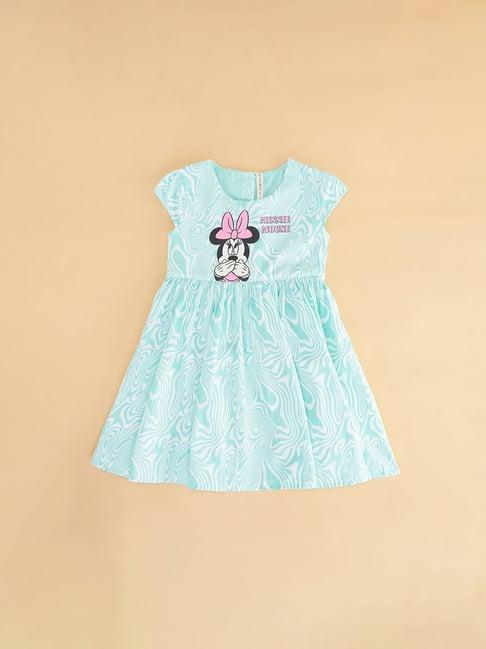 pantaloons junior mint green printed frock