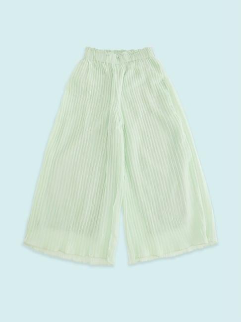 pantaloons junior mint green regular fit trousers