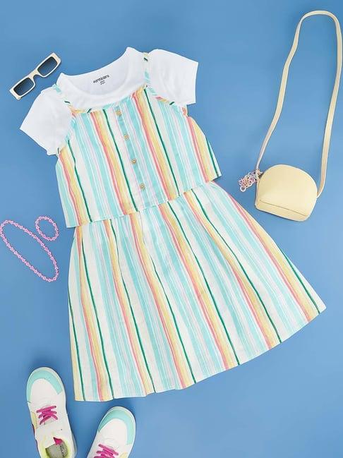 pantaloons junior multicolor cotton striped dress set