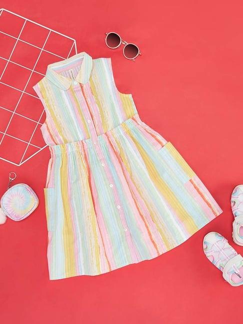 pantaloons junior multicolor cotton striped dress