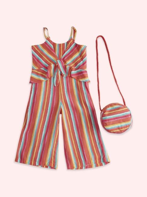 pantaloons junior multicolor cotton striped jumpsuit