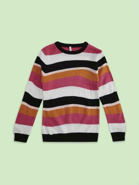 pantaloons junior multicolor striped full sleeves sweater