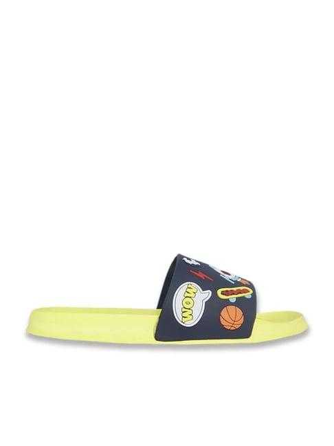 pantaloons junior navy & yellow casual slides