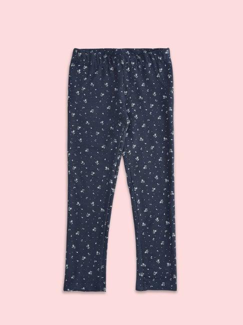 pantaloons junior navy cotton floral print leggings
