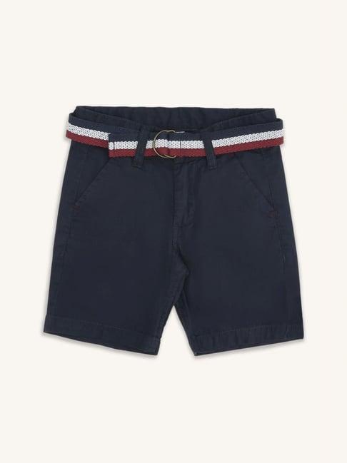 pantaloons junior navy cotton regular fit shorts