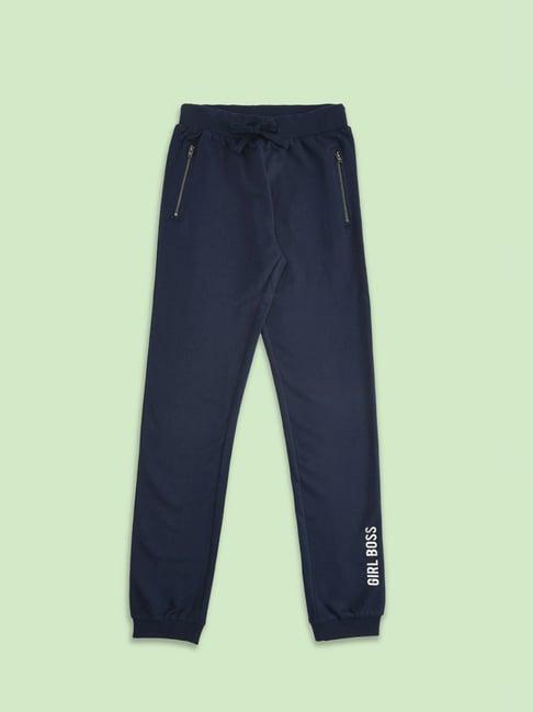 pantaloons junior navy cotton regular fit trackpants