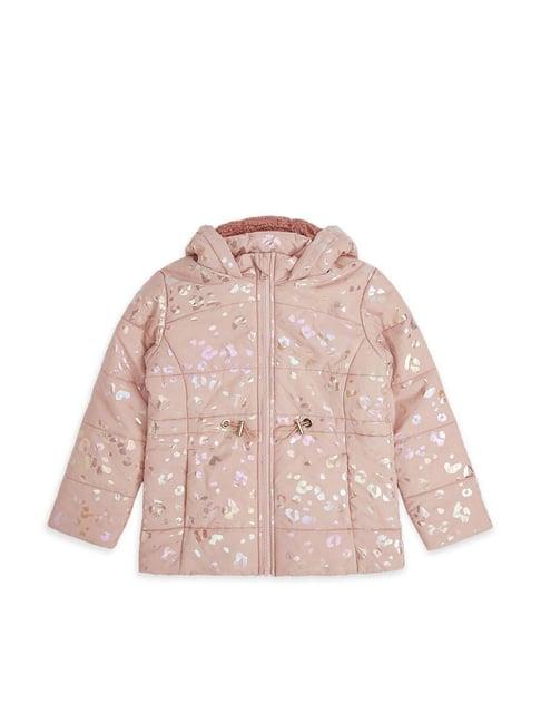 pantaloons junior peach cotton printed full sleeves jacket