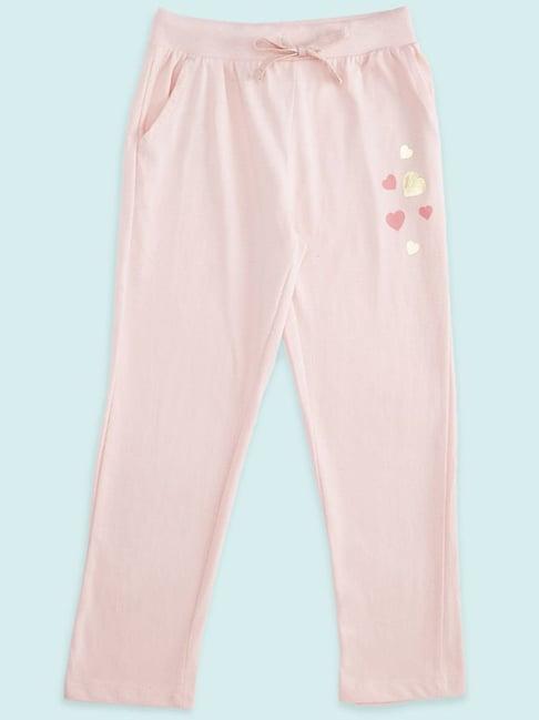 pantaloons junior peach cotton printed trackpants
