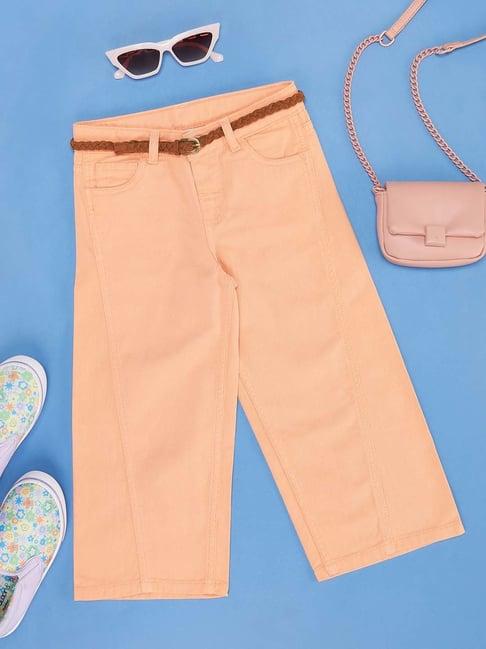 pantaloons junior peach cotton relaxed fit jeans