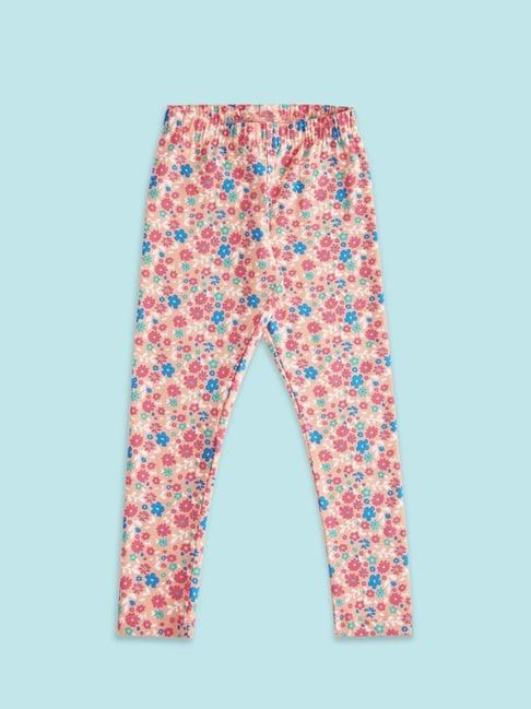 pantaloons junior peach floral print leggings
