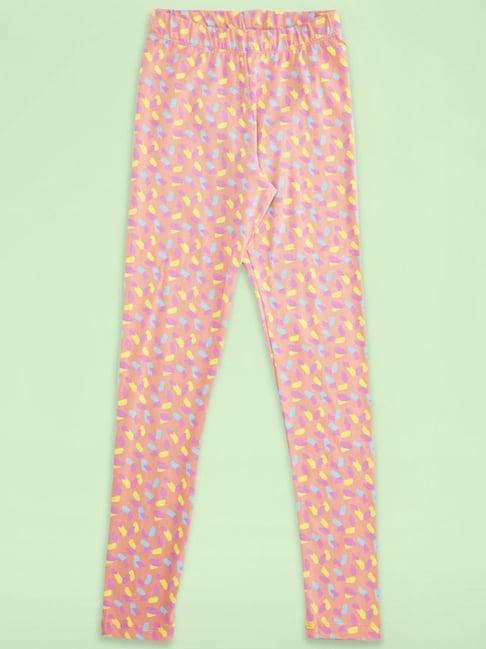 pantaloons junior peach printed leggings