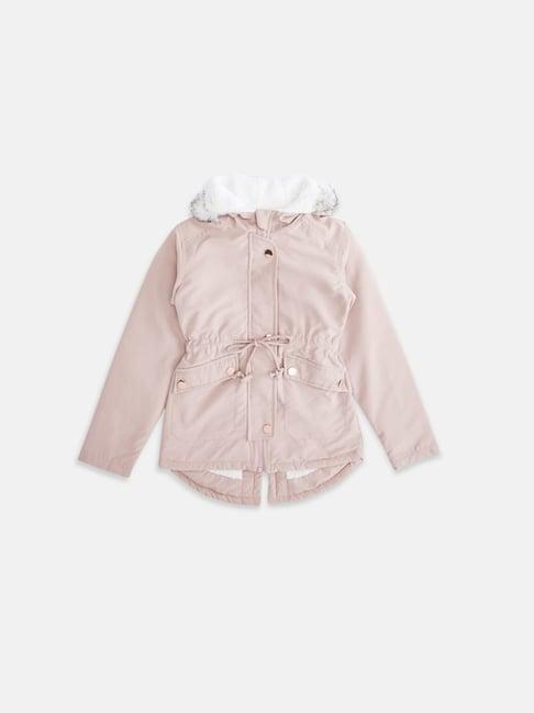 pantaloons junior peach solid full sleeves jacket