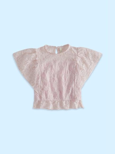 pantaloons junior pink cotton floral print top
