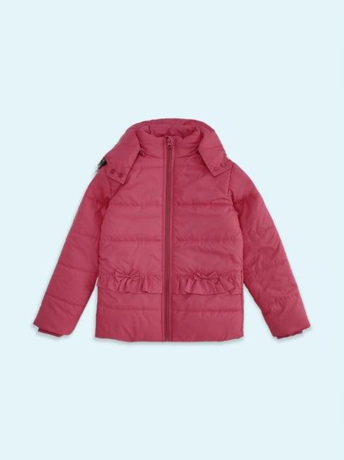 pantaloons junior pink cotton regular fit full sleeves jacket