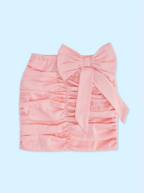 pantaloons junior pink cotton regular fit skirt