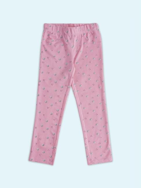 pantaloons junior pink floral print leggings