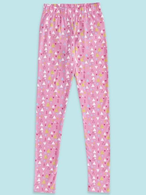 pantaloons junior pink printed leggings