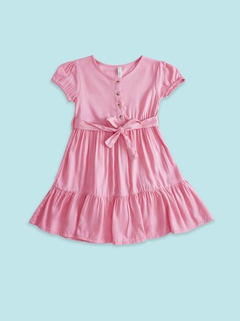 pantaloons junior pink regular fit dress