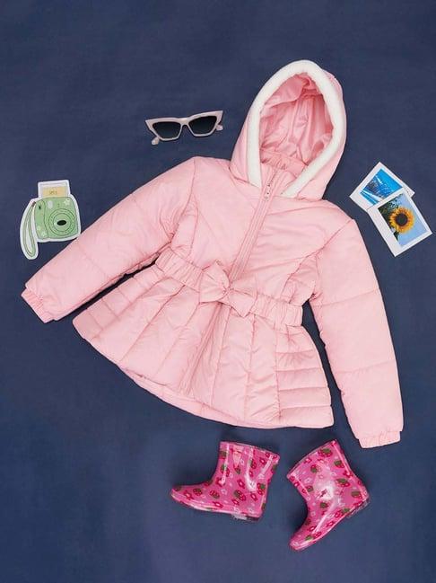 pantaloons junior pink regular fit full sleeves jacket