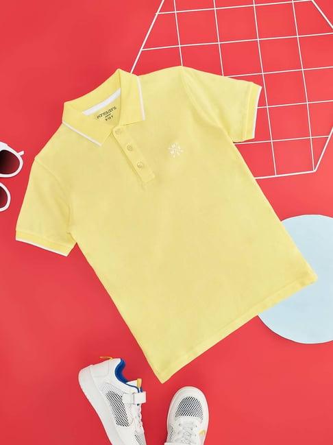 pantaloons junior primrose yellow cotton logo polo t-shirt
