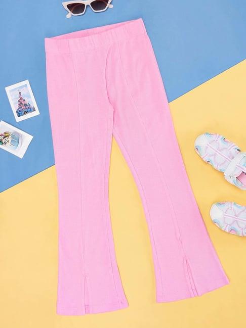 pantaloons junior prism pink regular fit trousers