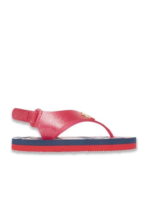 pantaloons junior red & navy flip flops