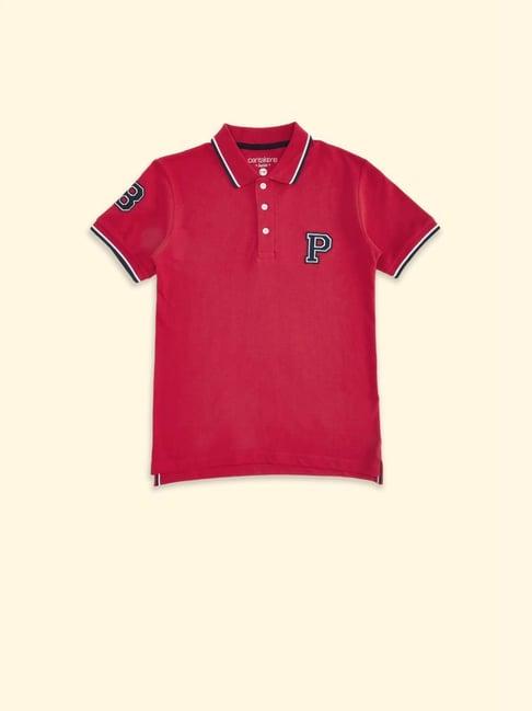 pantaloons junior red cotton regular fit polo t-shirt