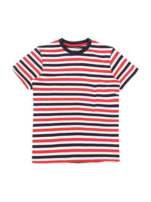 pantaloons junior red cotton striped t-shirt