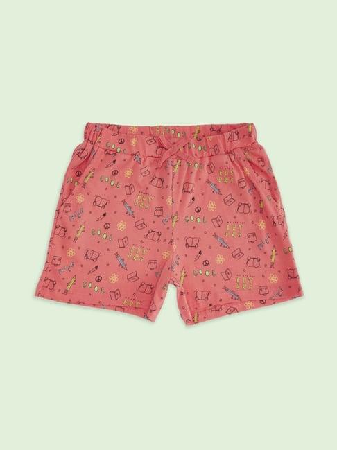 pantaloons junior rust cotton printed shorts