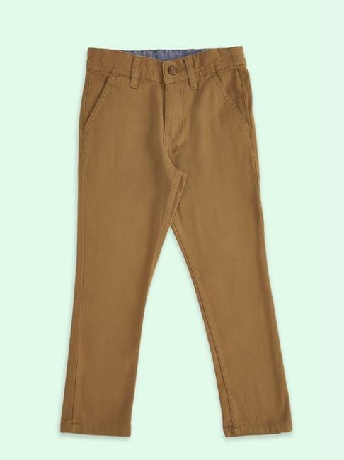 pantaloons junior tan cotton regular fit trousers