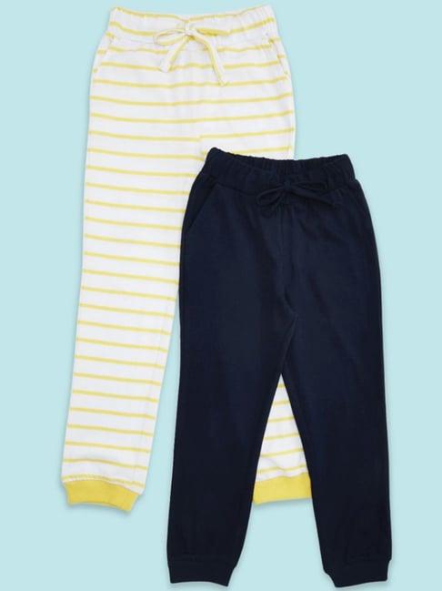 pantaloons junior white & navy striped joggers