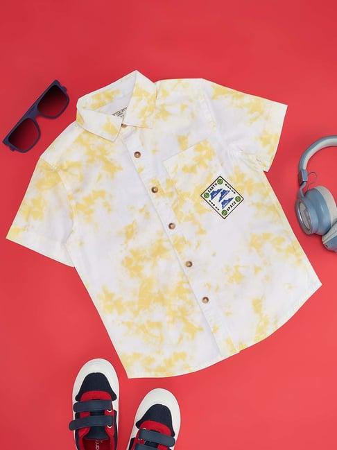 pantaloons junior white & yellow printed shirt