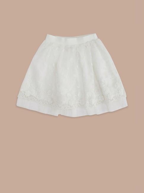 pantaloons junior white cotton printed skirt