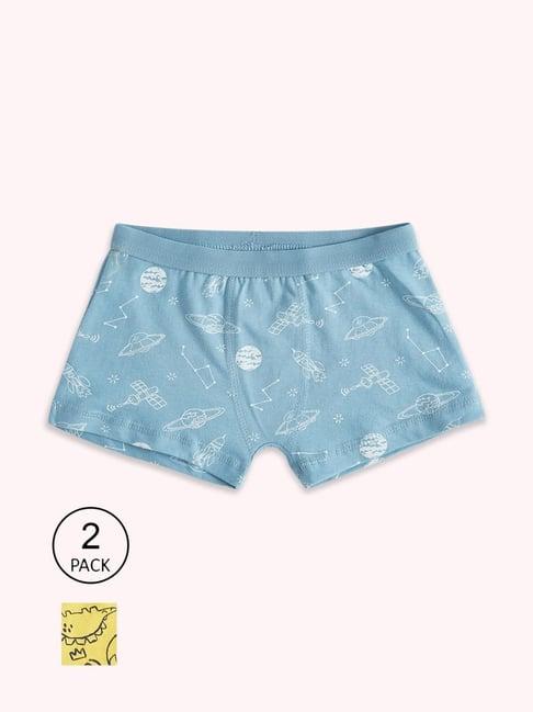 pantaloons junior yellow & white cotton printed trunks (pack of 2)