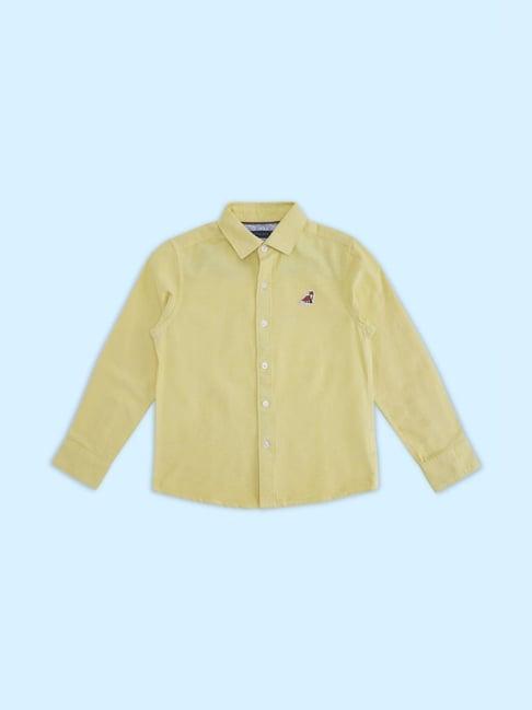 pantaloons junior yellow cotton applique full sleeves shirt