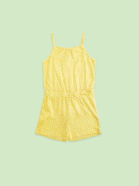 pantaloons junior yellow cotton printed romper