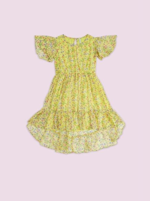 pantaloons junior yellow floral print dress