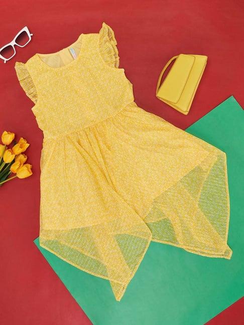 pantaloons junior yellow floral print dress