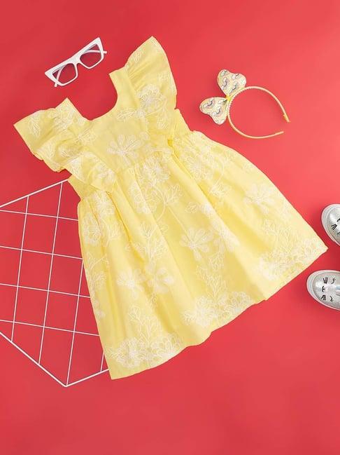 pantaloons junior yellow floral print dress