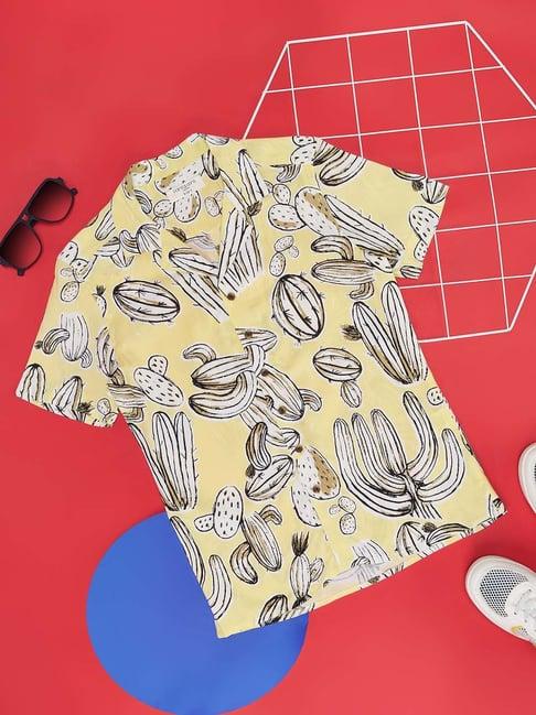 pantaloons junior yellow printed shirt