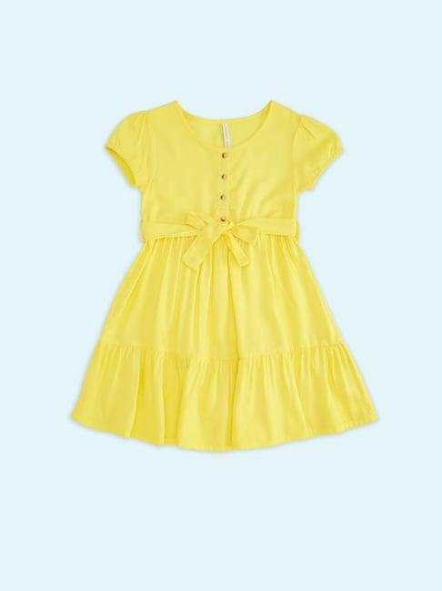 pantaloons junior yellow regular fit dress