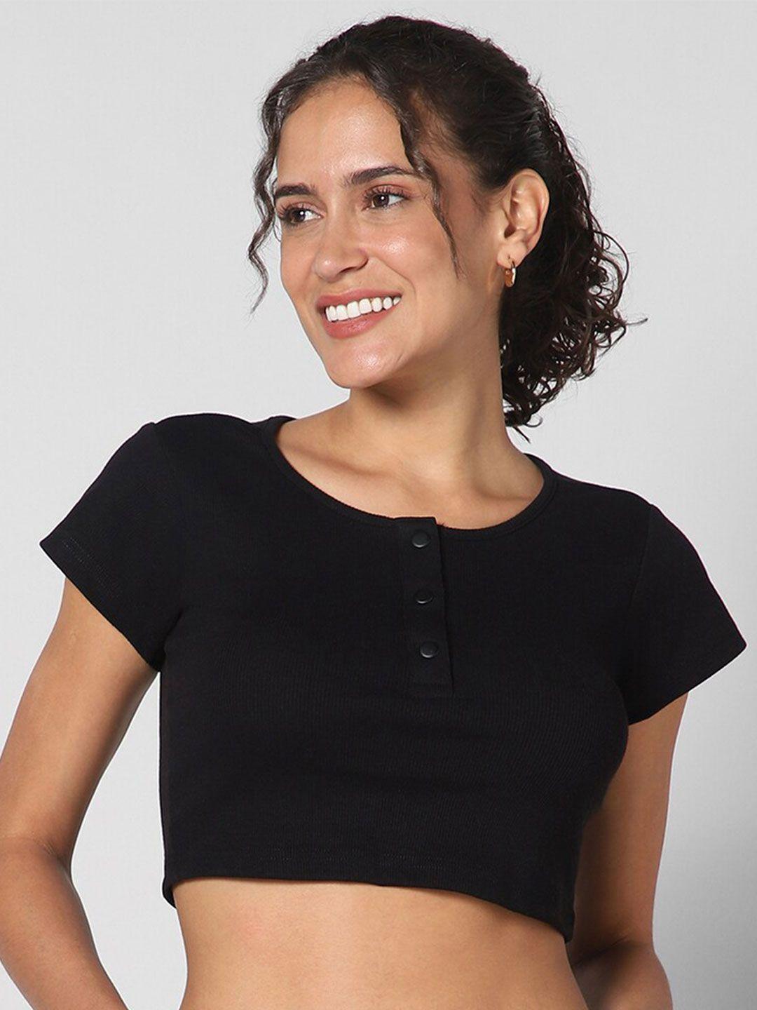 pantaloons round neck fitted crop top