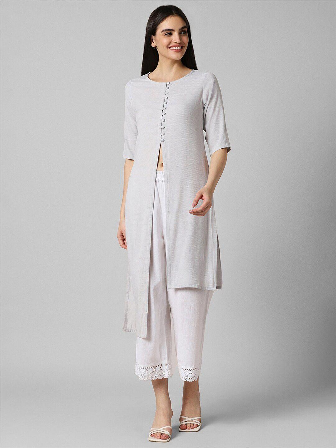 pantaloons round neck three-quarter sleeves kurta