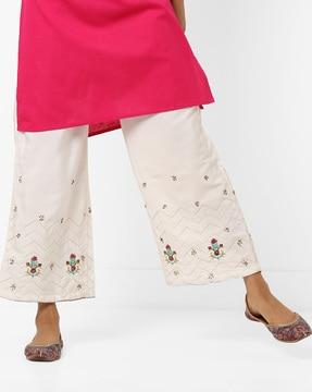 pants with floral embroidery